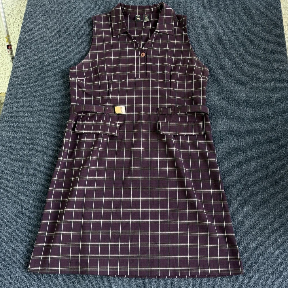 Y2K American Eagle Outfitters Dress Womens 14 Purple Plaid Shift Shirt Short - Picture 2 of 10